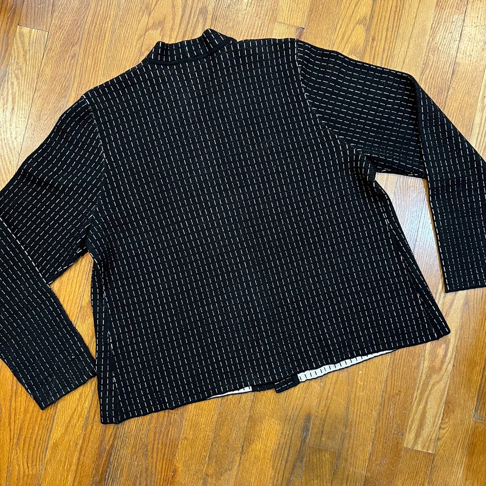 EILEEN FISHER SILK AND ORGANIC COTTON SIMPLE SHAPED CARDIGAN BLACK XL - Picture 14 of 14